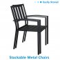 2-Pack Backrest Vertical Grid Wrought Iron Dining Chair Black