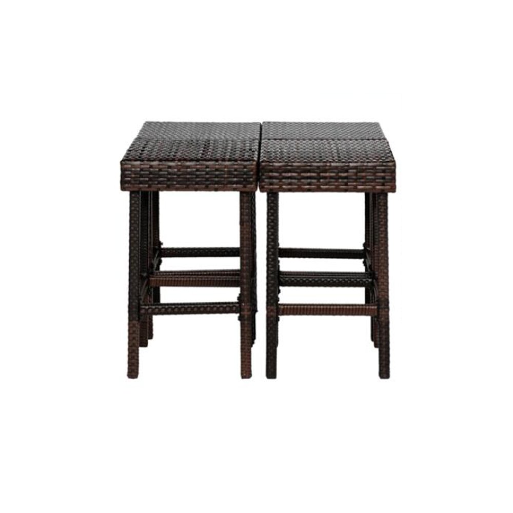4-Pack PE Cane Bar Chair Brown