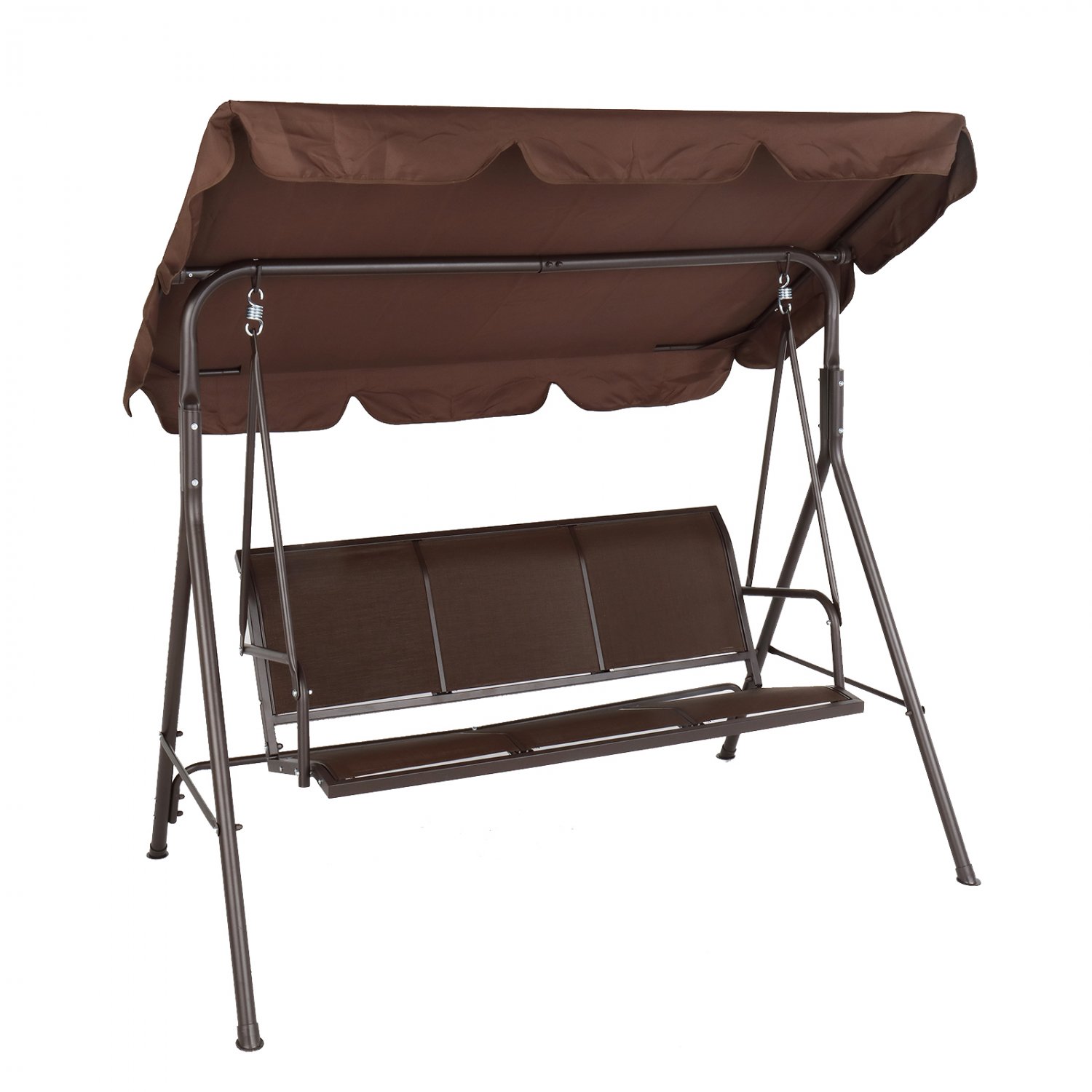 Iron Swing with Canopy Teslin Cushion Brown