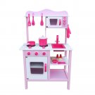 Kids Pretend Play Wooden Kitchen for Girl Pink