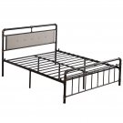 Single-layer Pull Buckle Iron Queen Size Bed Black