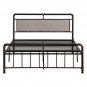 Single-layer Pull Buckle Iron Queen Size Bed Black