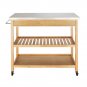 Moveable Kitchen Cart with Stainless Steel Tabletop & 2 Drawers & 2 Shelves Burlywood