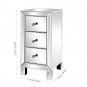 Contemporary Glamour Style Mirrored 3-Drawers Nightstand
