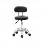 Adjustable Height Round Bar Stool with Backrest Black