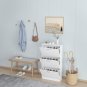 3-Tier Wooden Narrow Flip Down Shoe Storage Cabinet White