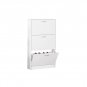 3-Tier Wooden Narrow Flip Down Shoe Storage Cabinet White