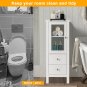 Simple MDF Spray Paint Single Door Bathroom Cabinet with 2 Drawers White