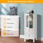 Simple MDF Spray Paint Single Door Bathroom Cabinet with 2 Drawers White