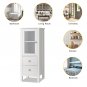 Simple MDF Spray Paint Single Door Bathroom Cabinet with 2 Drawers White