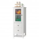 Simple MDF Spray Paint Single Door Bathroom Cabinet with 2 Drawers White