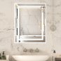 Rectangular Built-in Light Strip Bathroom Mirror with Anti-fog Silver