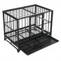 36.5â�� Heavy Duty Dog Cage Crate Kennel Metal Pet Playpen with Tray Black