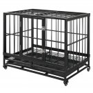 36.5” Heavy Duty Dog Cage Crate Kennel Metal Pet Playpen with Tray Black