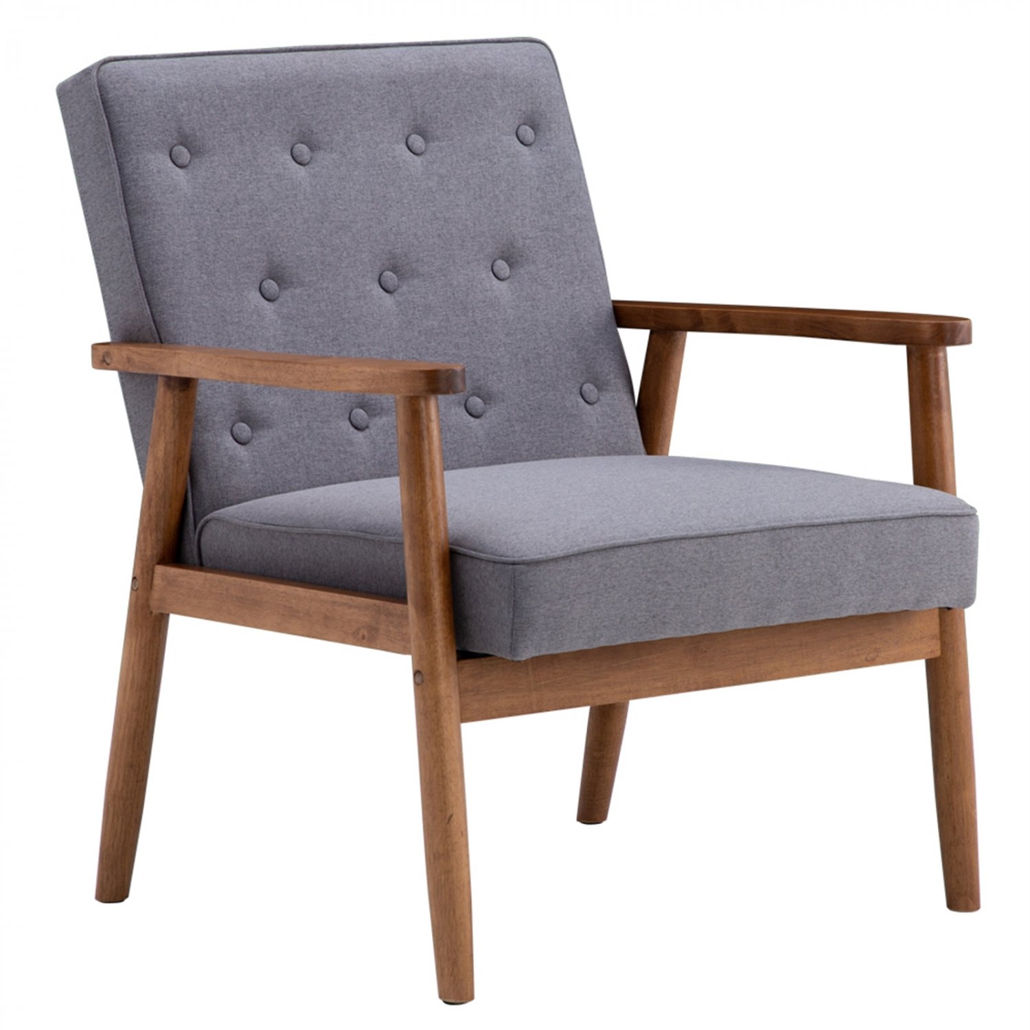Retro Modern Wooden Single Chair Grey