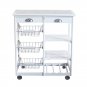 2-Drawer 3-Basket 3-Shelf Kitchen Cart White
