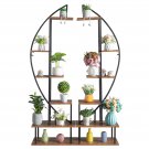 2-Pack 6-Layer Floor Half Moon Ironwood Flower Pot Stand Black