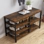 Industrial Shoe Rack Bench with Coat Rack Brown