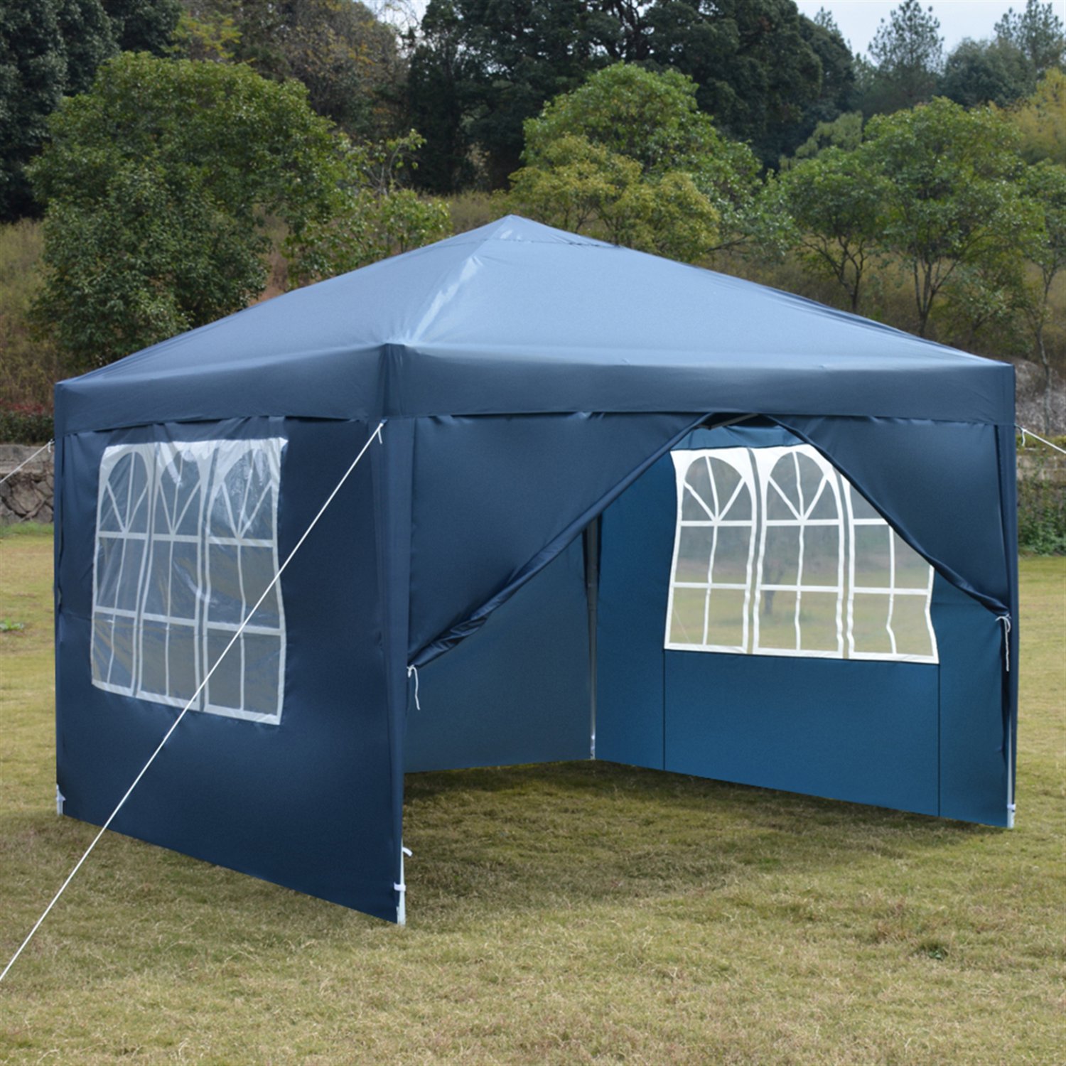 10FT x 10FT Waterproof Folding Tent with 2 Doors & 2 Windows Blue