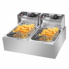 5000W MAX 12.7QT Stainless Steel Double Cylinder Electric Fryer