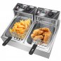 5000W MAX 12.7QT Stainless Steel Double Cylinder Electric Fryer
