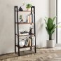 4-Tier Industrial Ladder Shelf Black