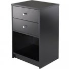 Round Handle Night Stand with with 2 Drawers Black