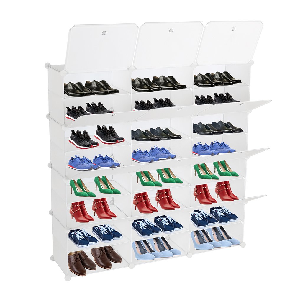 Space Saving 48-Pair Plastic Shoe Units White White