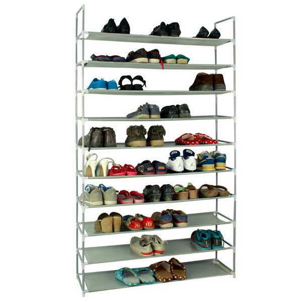 10-Tier Non-woven Fabrics Shoe Rack Gray