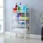 4-Tier Storage Cart with Hook Ivory White