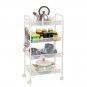 4-Tier Storage Cart with Hook Ivory White