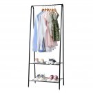 2-Tier Durable Storage Shelf for Shoes & Clothes Black