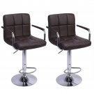 2-Pack Round Cushion Bar Stools with Armrest Coffee