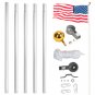 Outdoor 20FT Aluminum Sectional Flagpole Kit Halyard Pole with 2 US American Flags