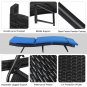 Iron Frame Woven Rattan Bed with Blue Cushion