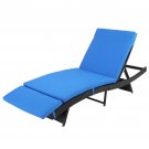 Iron Frame Woven Rattan Bed with Blue Cushion