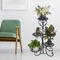 4 Potted Rounded Decorative Metal Shelf Plant Stand Black