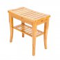Spa Storage Bamboo Shower Bench Bath Chair Stool with Wood Shelf