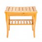 Spa Storage Bamboo Shower Bench Bath Chair Stool with Wood Shelf