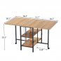 3-Layer Square MDF Iron Wood Grain Brown Foldable Dining Table