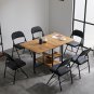 3-Layer Square MDF Iron Wood Grain Brown Foldable Dining Table
