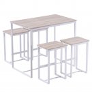 Oak Simple Table with 4 Chairs White