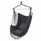 Tassel Hanging Chair with Pillows Gray