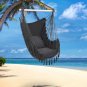 Tassel Hanging Chair with Pillows Gray