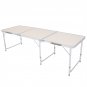 71" x 24" Aluminum Alloy Height Adjustable Folding Table White