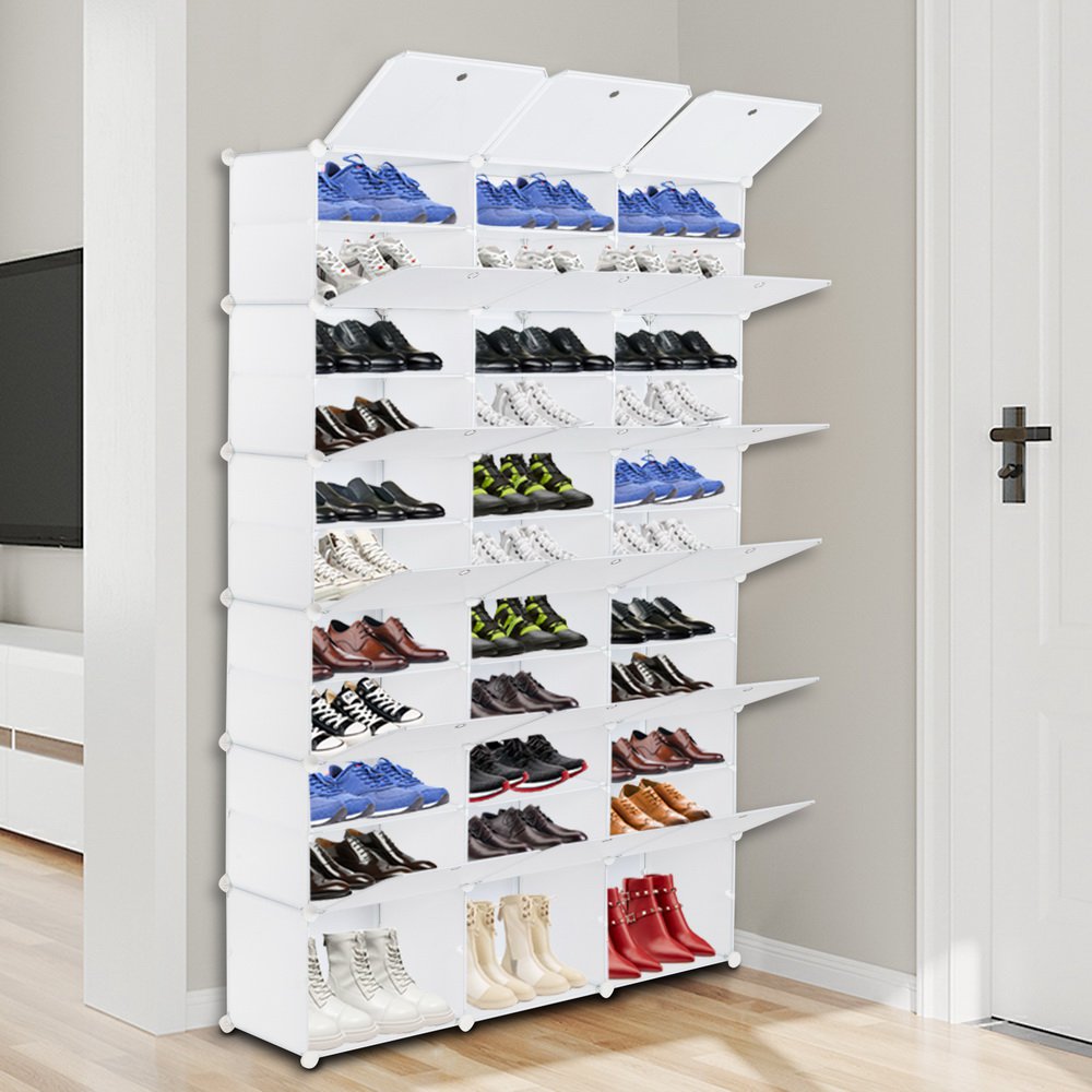 Space Saving 66-Pair Plastic Shoe Units White