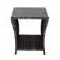 Gradient Iron Frame Rattan Side Table with Tempered Glass Brown
