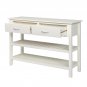 3-Tier Console Table with 2 Drawers White