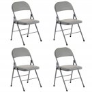 4-Pack Foldable Iron & PVC Chairs Gray
