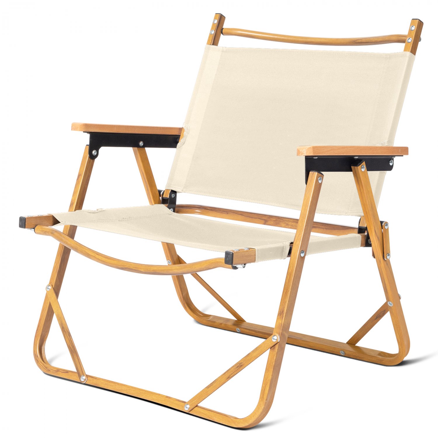 Aluminum Frame Imitation Wood Grain Spray Paint Camping Chair Khaki
